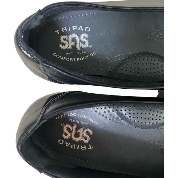 SAS Tripad Coco Ballet Flat Size 8 Black Leather Bow Academia Twee Y2K Comfort - Picture 7 of 16